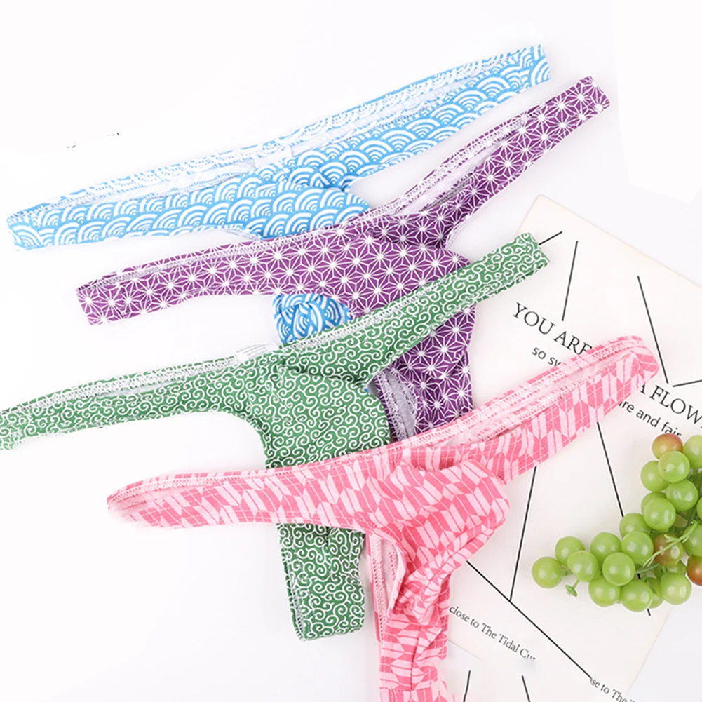 For Daily Use Low Waist Thongs G-String Underwear Comfortable High Stretch Low Waist Nightwear Print Pattern Regular Length