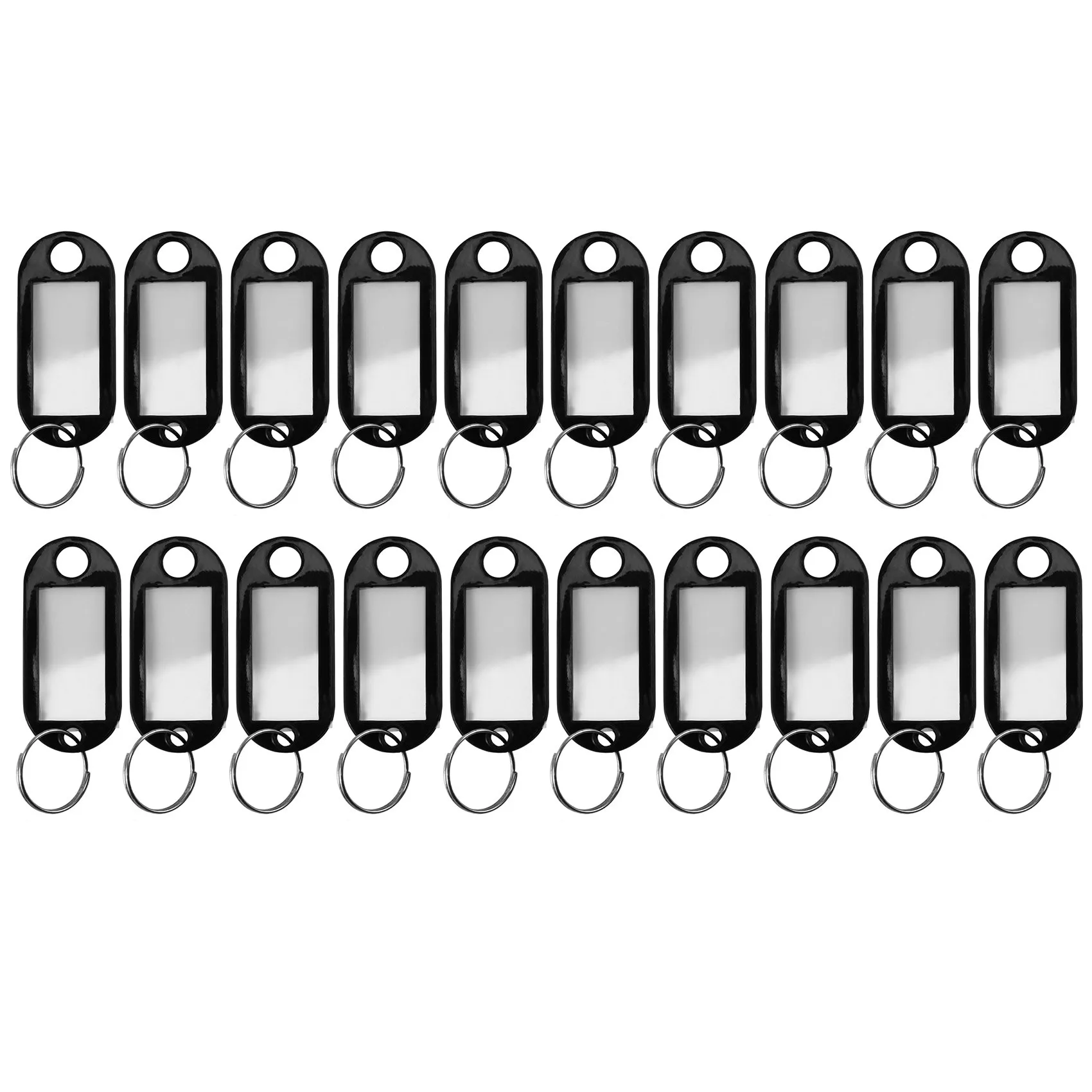 

20 Pcs Assorted Key ID Label Tags Split Ring Keyring Keychain (Black)