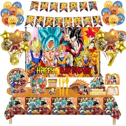 Decorações do tema Dragon Ball Goku para crianças, Talheres, Balões, Pano de fundo, Anime Boy, Material para festa, Festa de aniversário, Baby Shower, 2023