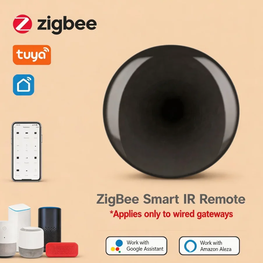 

Универсальный ИК-пульт дистанционного управления Tuya ZigBee, умный ИК-бластер для ТВ, кондиционеров, DVD, SAT, с функцией обучения и голосового управления, питание от USB