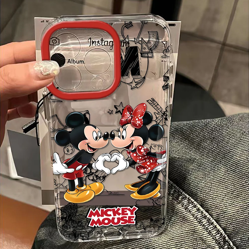 Cute Cartoon Mickey Minnie Clear Space Phone Case For Vivo T1 V15 V23 V23E V25 V27 V29 V29E V30E V40 5G Pro Transparent Cover