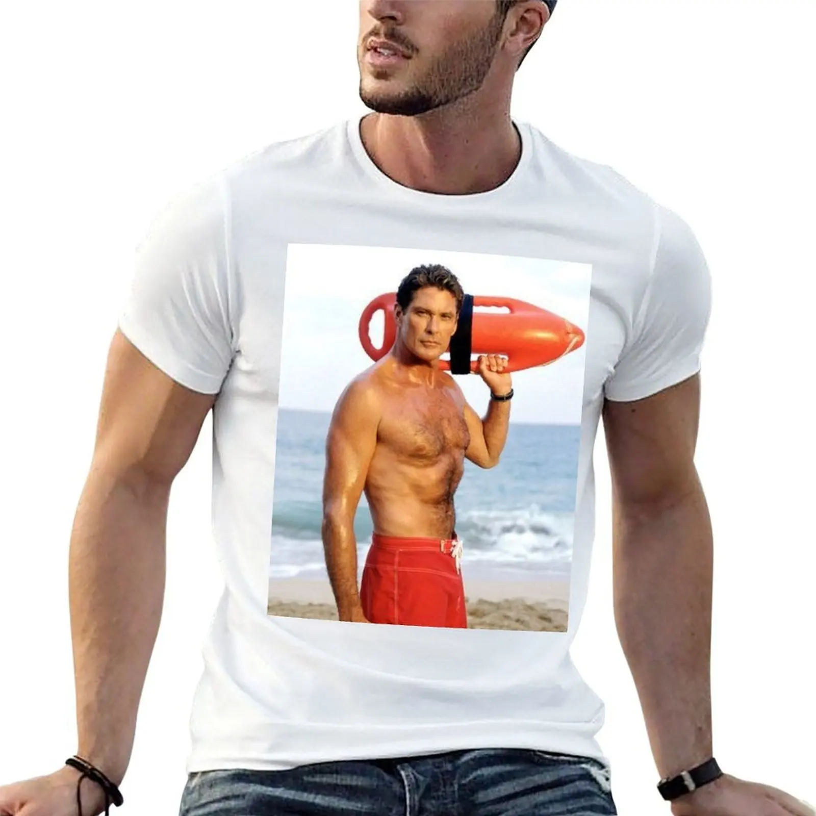 david hasselhoff summer T-Shirt korean fashion Blouse shirts men