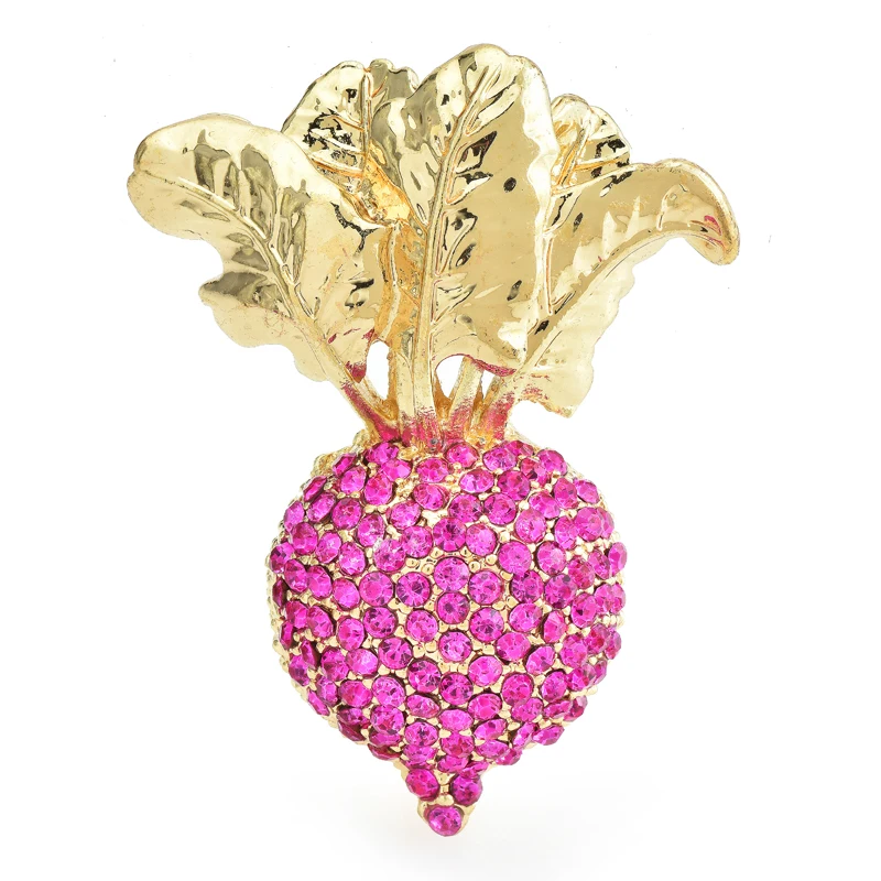 Wuli&baby Shining Radish Brooches For Women Unisex Lovely Beautiful Vegetable Party Casual Brooch Pins Gifts