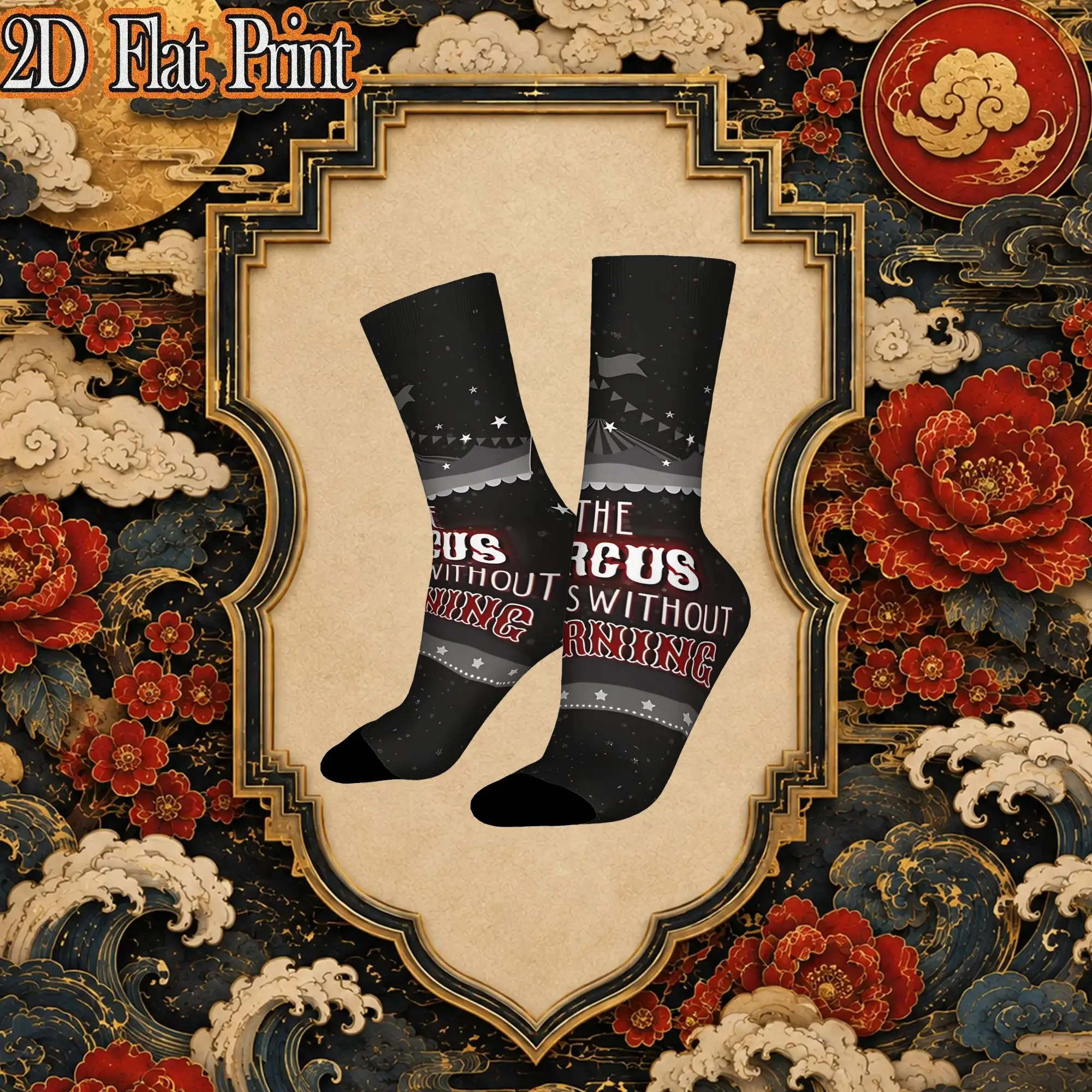 The Circus Arrives Without Warning Retro Circus Theme Hip Hop Novelty Casual Mid Tube Creative Sock Sports Socks