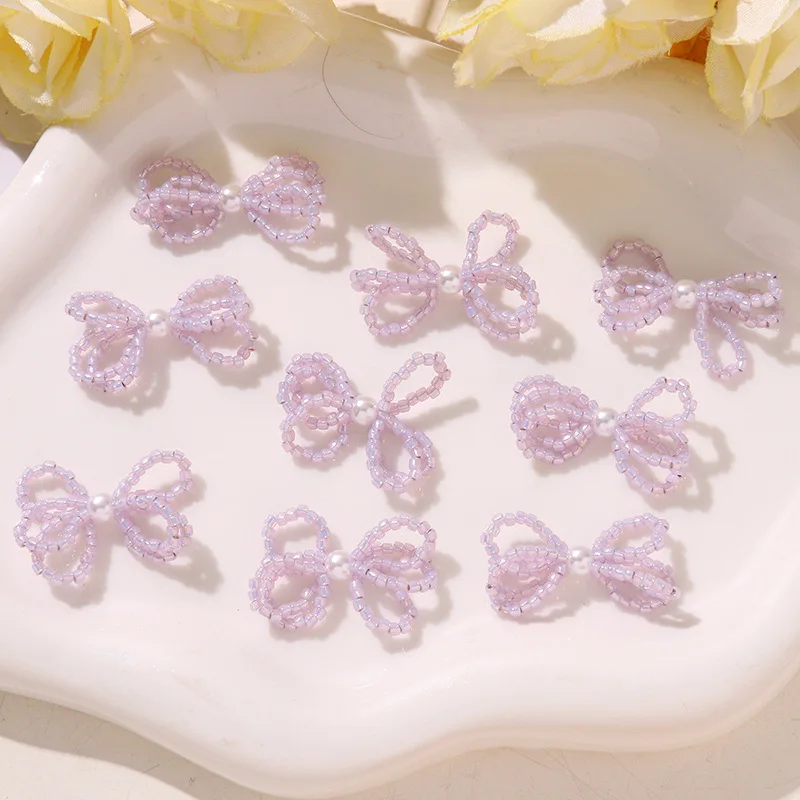 Shoe Charms 1Pc Delicate Pearl Bow Beaded DIY Versatile Princess Decor for Clogs Jelly Shoes Crystal Shoes Korean Ballet Style