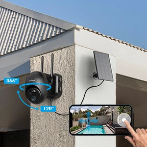 IeGeek 2K Solar Surveillance Camera Outdoor Battery, 355°/140° Pan Tilt Wireless Surveillance Camera with Colour Night Vision