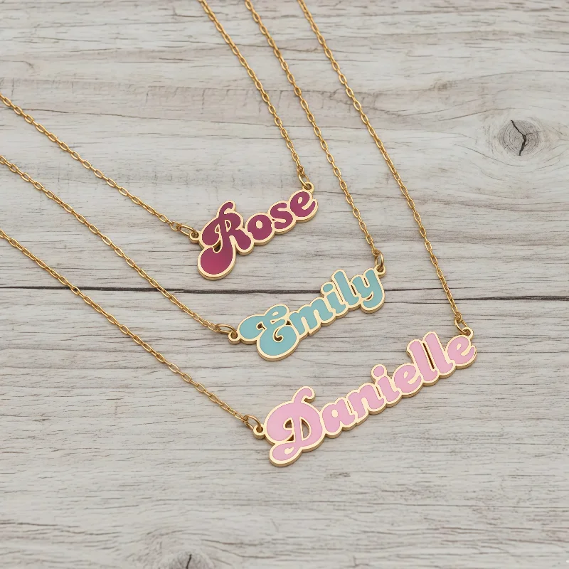  Amaxer Custom Colorful Bubble Letter Name Necklace for Women Girls Personalized Statement Stainless Steel Jewelry Gifts