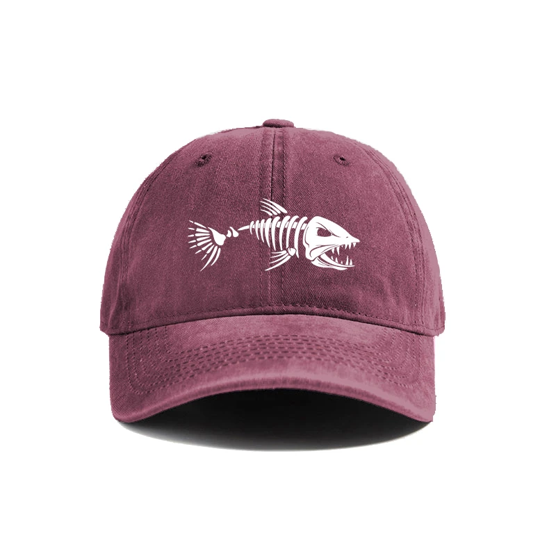 Fish bone and fish bone printed baseball caps are ideal equipment for casual and minimalist travel for both men and women image 4