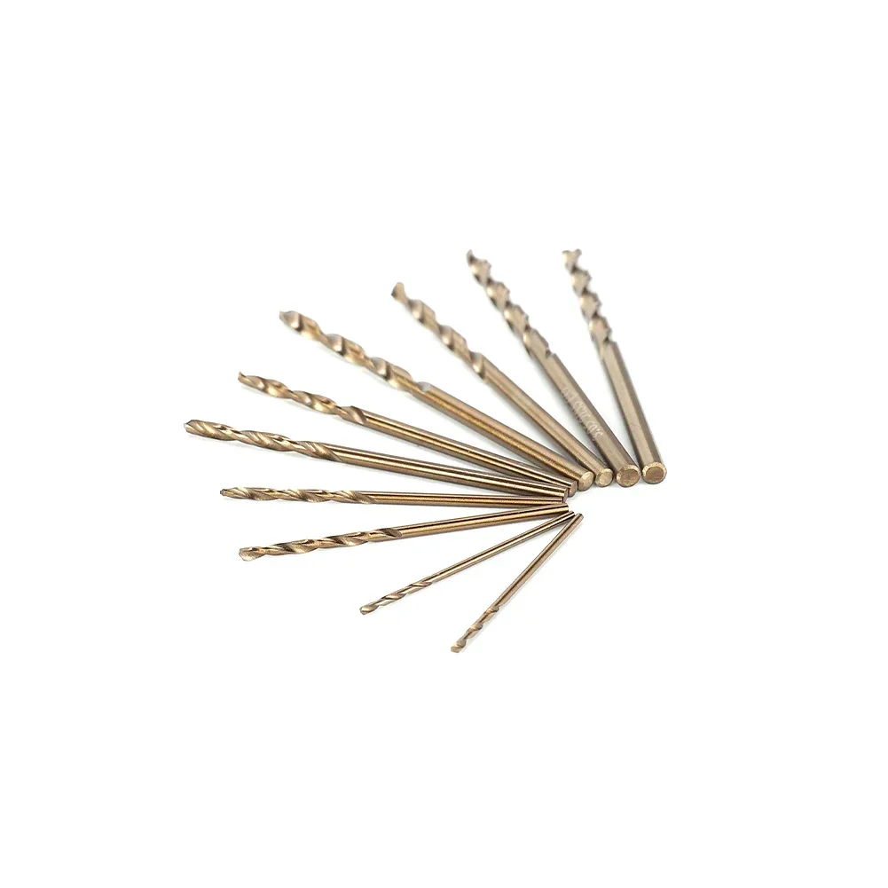 

10pcs Set HSS M35 Cobalt Coated Drill Bit 1mm 1.5mm 2mm 2.5mm 3mm Used For Stainless Steel Wood Hole Cutter Straight Shank Drill