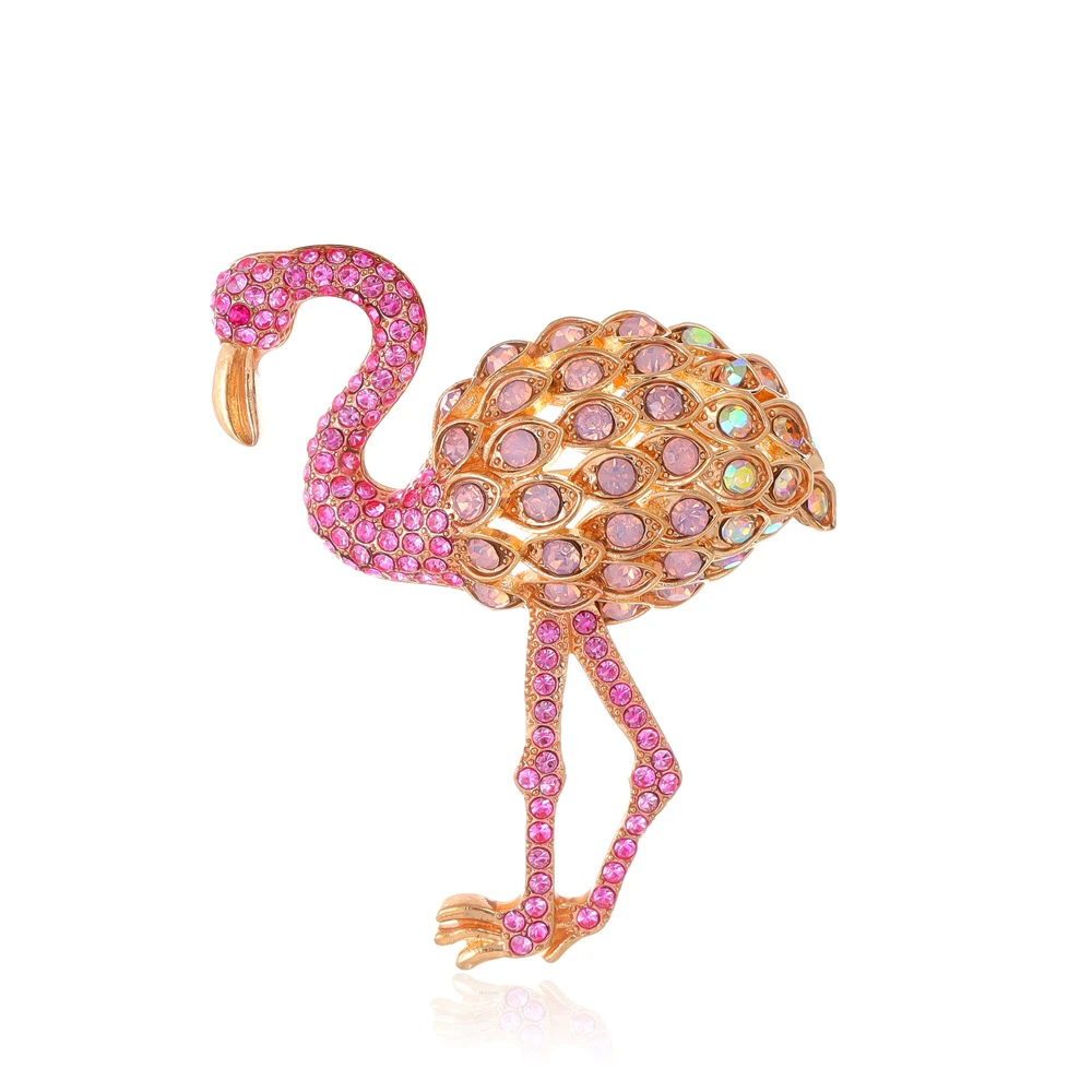 Trendy Pink Flamingo Brooches Unisex Women Men Rhinestone Bird Animal  Crystal Brooch Pins Jewelry Dress Coat Accessories