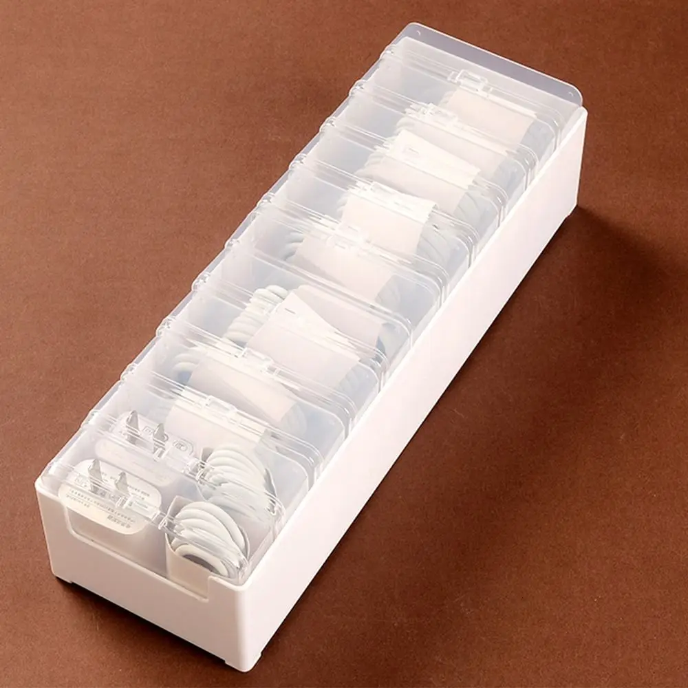 Clear Data Cable Storage Box Durable Messy-Free Cable Organizer Box 3/7/11 Grid Reusable Desktop Cable Organizer Travel Ready