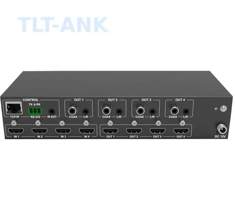 HDMI  4x4 for 2.0 18Gbps 4K Metal Matrix Switcher with RS232 Central TCP/IP Control and Remote Control