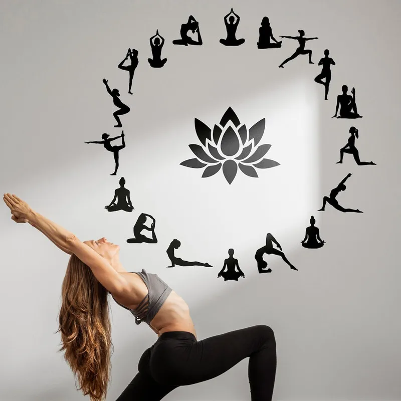 Yoga Wall Decal Sticker18 Zen Harmony Poses Meditation Room Wall Decor Yoga Studio Wall Art Namaste Decal. Mindfulness Wall Art.