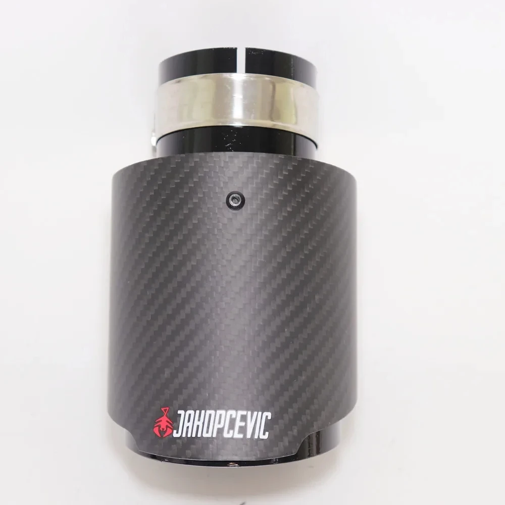Car Matte Carbon Fiber Exhaust System Muffler Tip Universal Straight Stainless Black Mufflers Multi-Size
