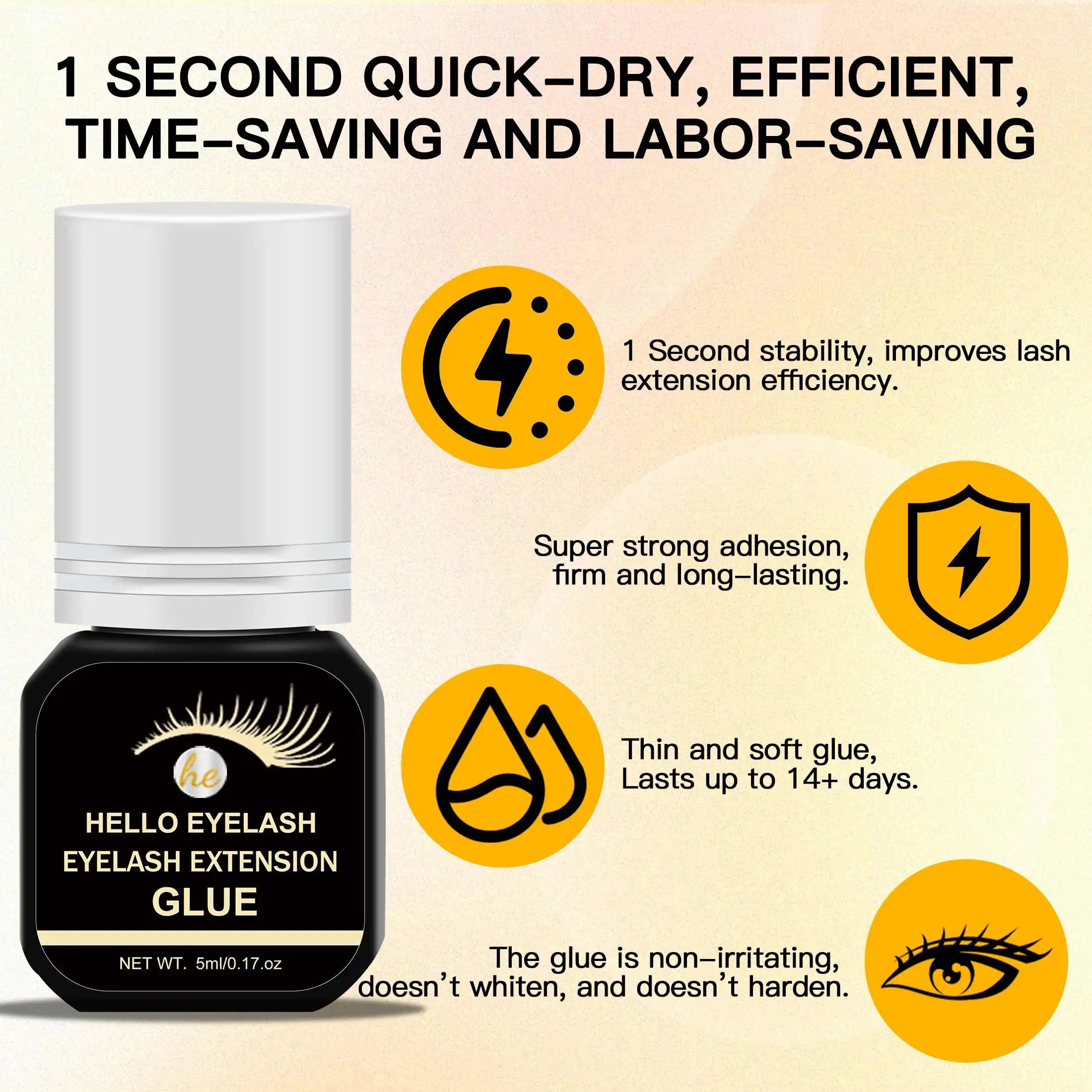 DIY-wimperlijm, langdurig, kan wimpers afvallen houden voor 2-3 weken, geschikt voor thuisgebruik / droogt in één seconde