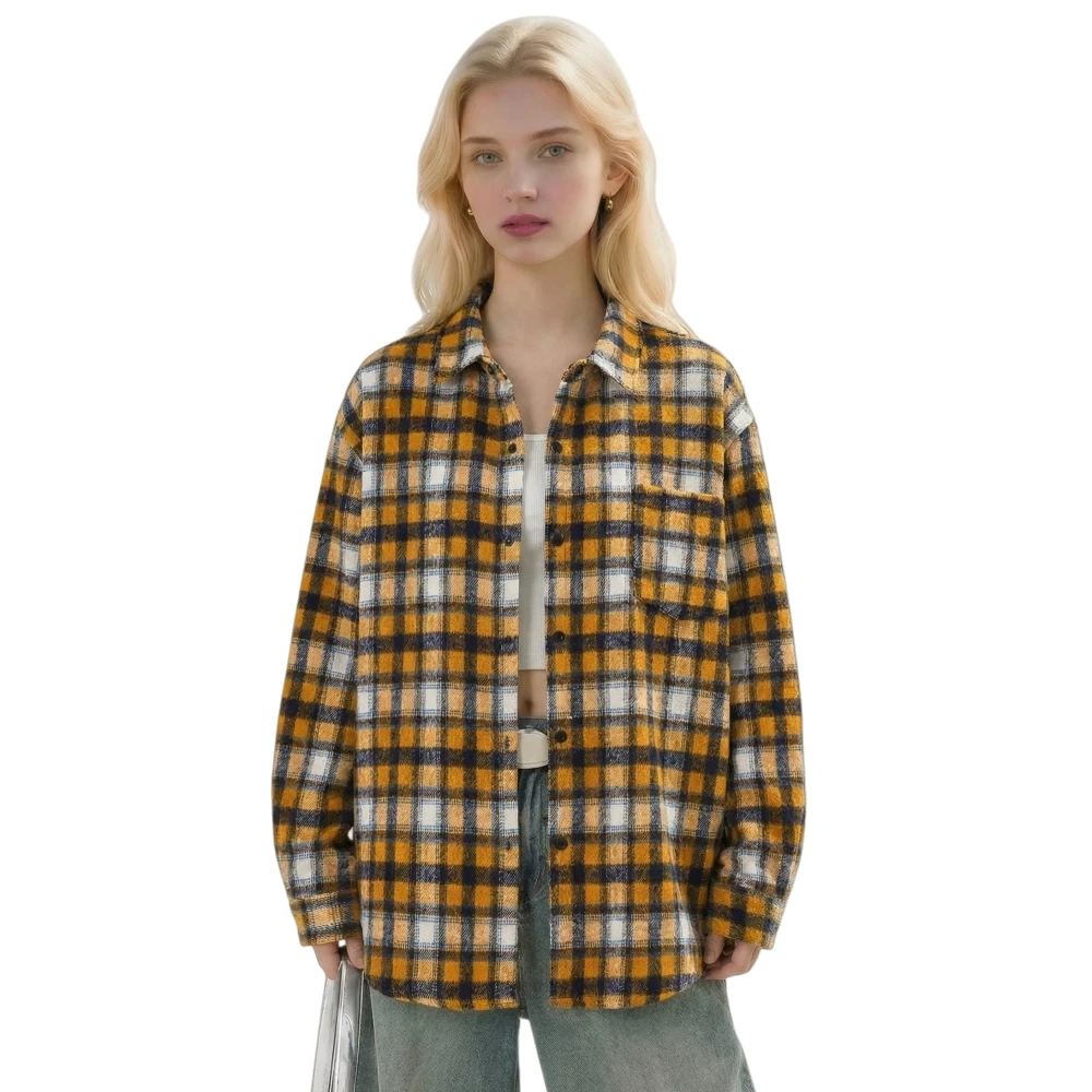 American Retro Women's Plaid Shirt Baggy Casual Youth Beautiful Best Selling Elegant Women's Blouses Spring Women's Luxury Tops