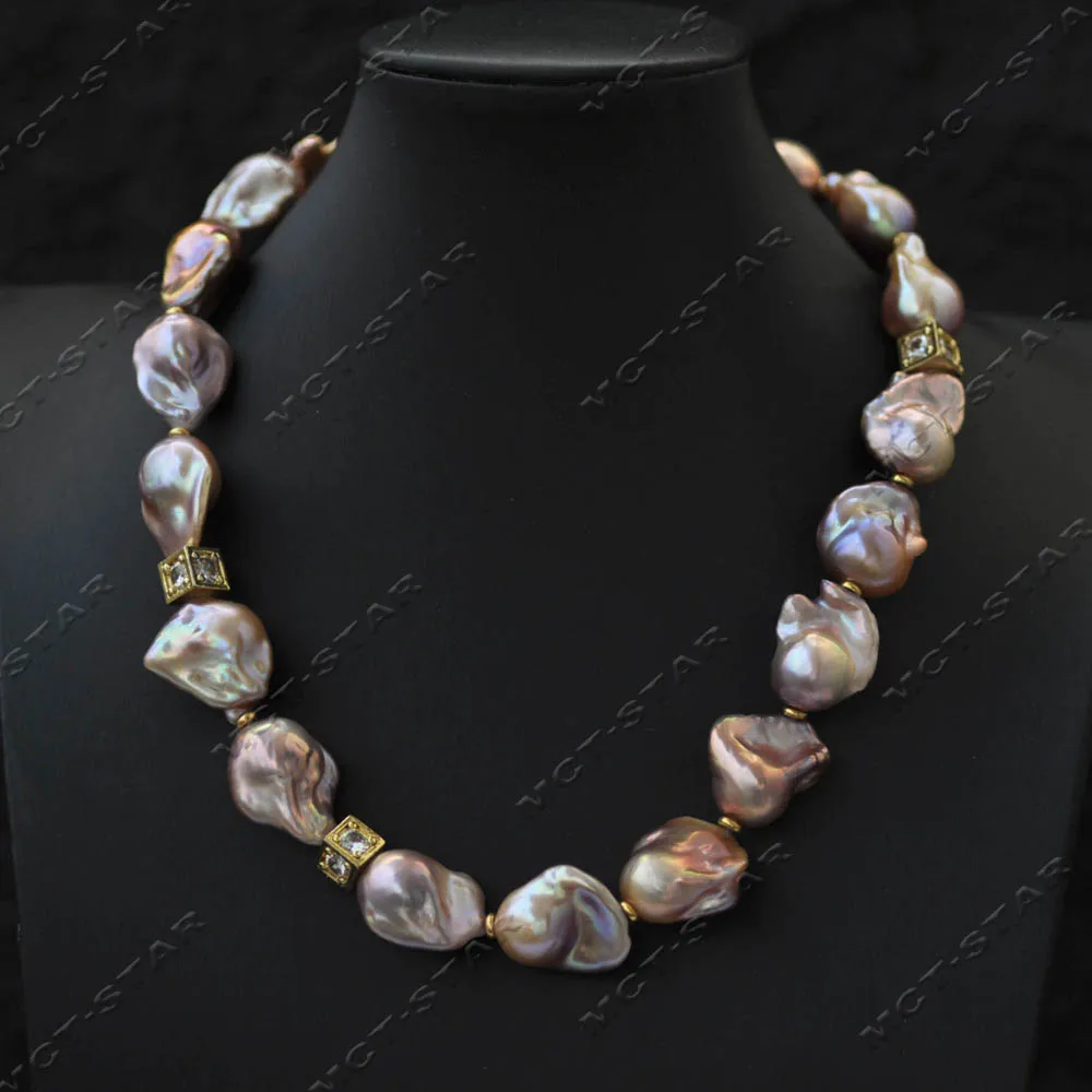 

Ожерелье MTC·STAR 18'' с жемчугом Кеши в стиле барокко, лавандово-розовое, 23 мм, с кристаллами CZ (Z14447)