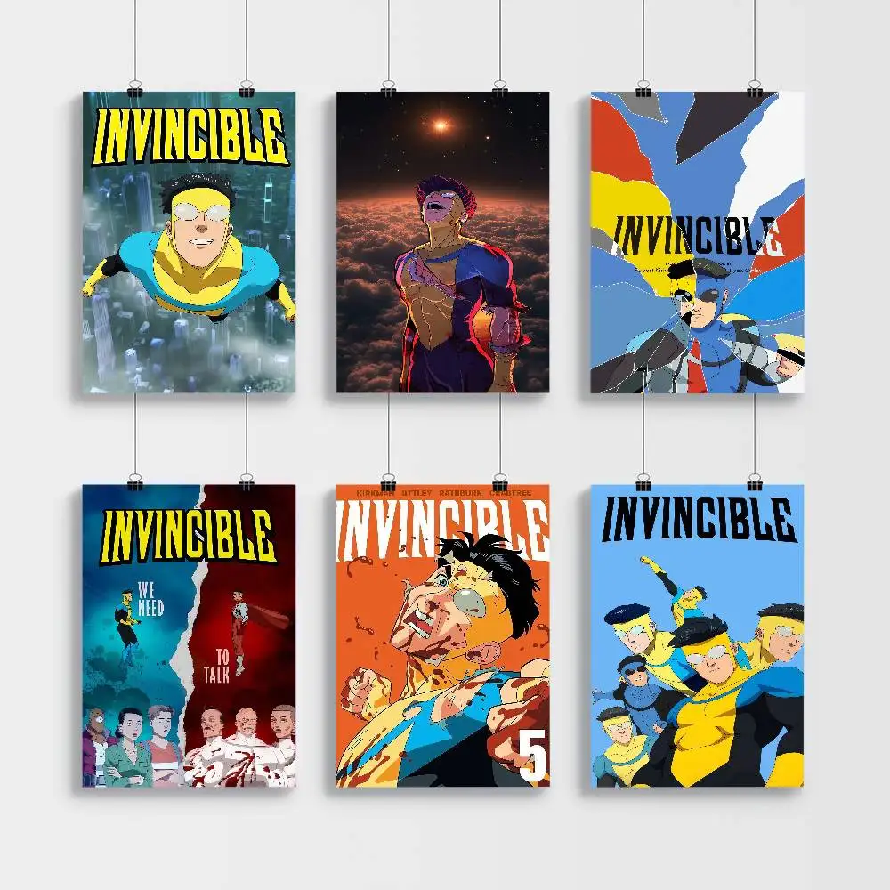 1pc Invincible Cartoon Self-adhesive Art Poster Whitepaper Prints Posters Artwork Aesthetic Art Wall Painting