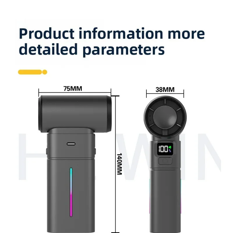 Ventilatore elettrico portatile Ventilatore portatile appeso al collo Display digitale Turbina pieghevole Ventilatore per ghiaccio a semiconduttore ad alta velocità