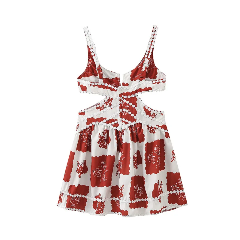 Women's new dress fashion suspender positioning printing three-dimensional lace