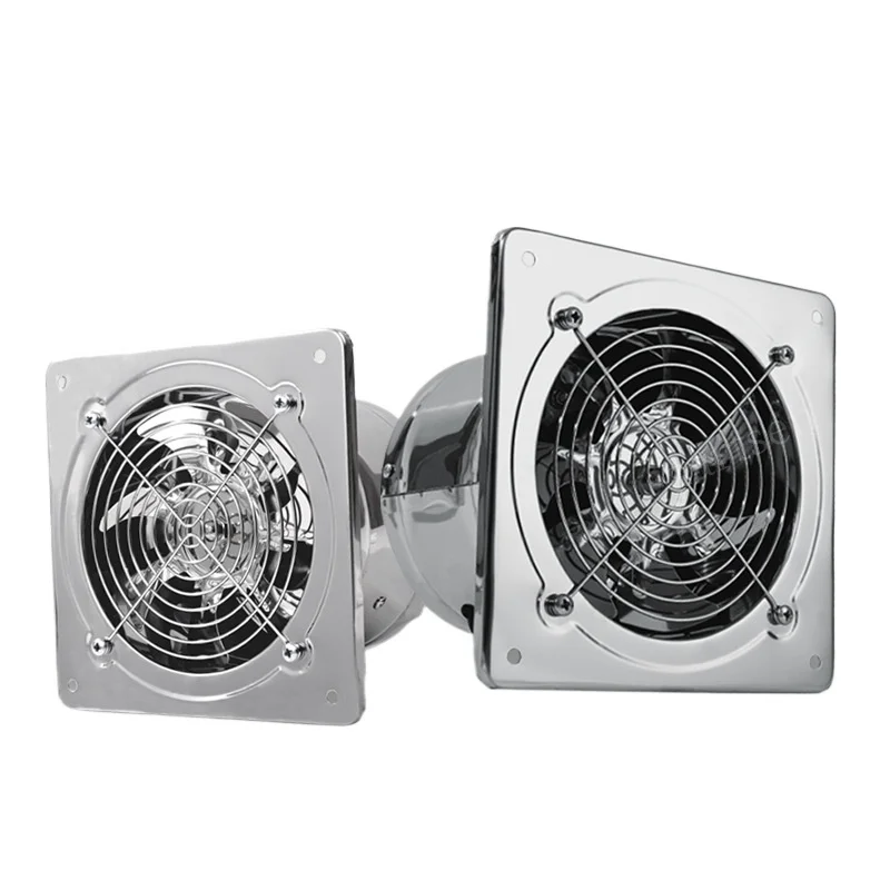 6''7'' Booster Fan Extractor Exhaust fan Ventilation Pipe Fan for Bathroom Toilet Kitchen Wall Window Stainless Steel Fan