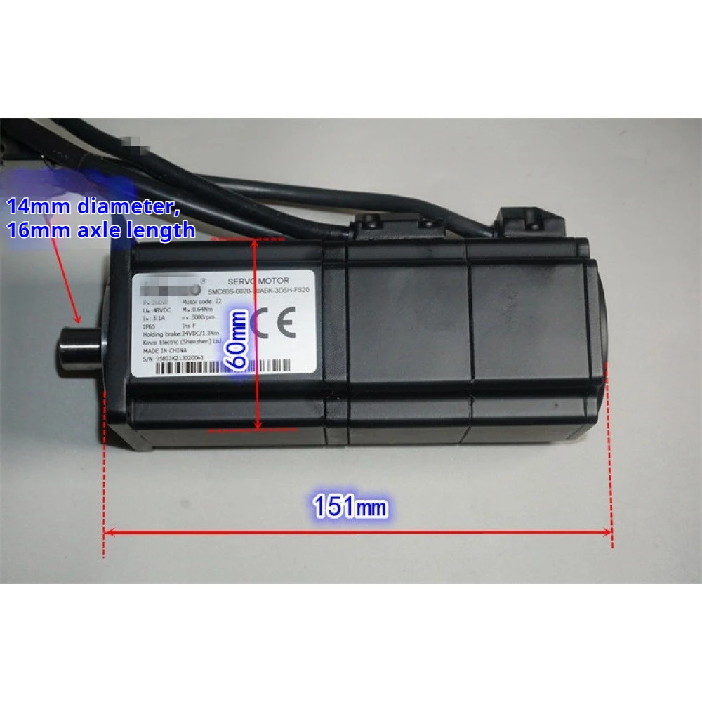 1 PC 48V 200W Three-phase Brushless Servo Motor Integrated 24V Brake High Precision Low Voltage Encoded 2100-4300RPM Servo Motor