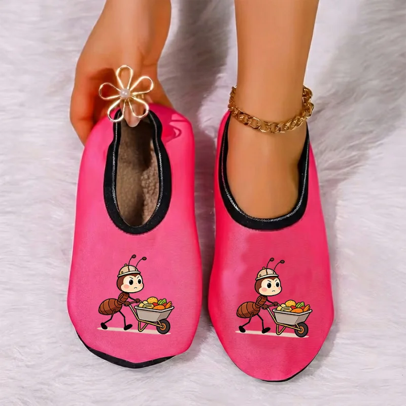 

Four season wearable couple cartoon bird print with thin velvet lining, breathable, high elasticity, anti slip floor slippers