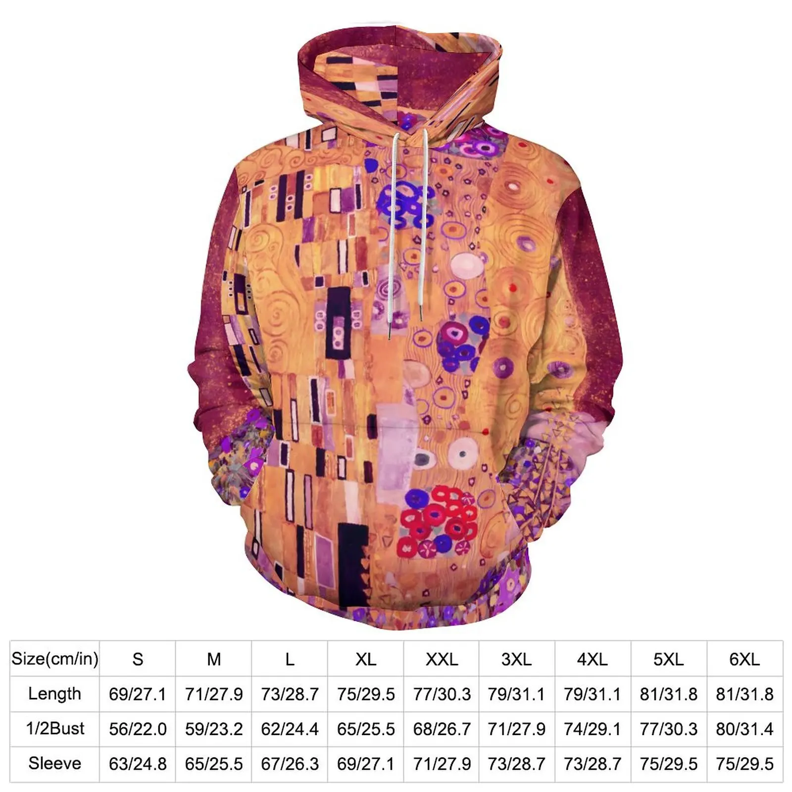 Gustav Klimt Casual Hoodies The Kiss Purple Y2k Hoodie Woman Long Sleeve Harajuku Graphic Loose Oversize Clothing