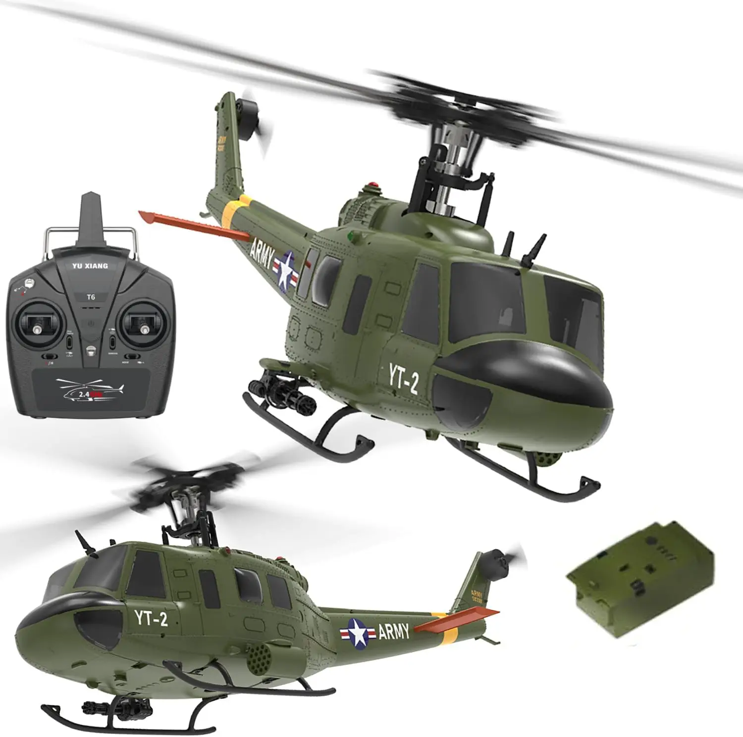 

F07 UH-1 Вертолет с дистанционным управлением 2,4 ГГц 6-канальный радиоуправляемый вертолет Heli Aileronless 6-осевой гироскоп Высотный ховерлинг Бесщеточный двигатель