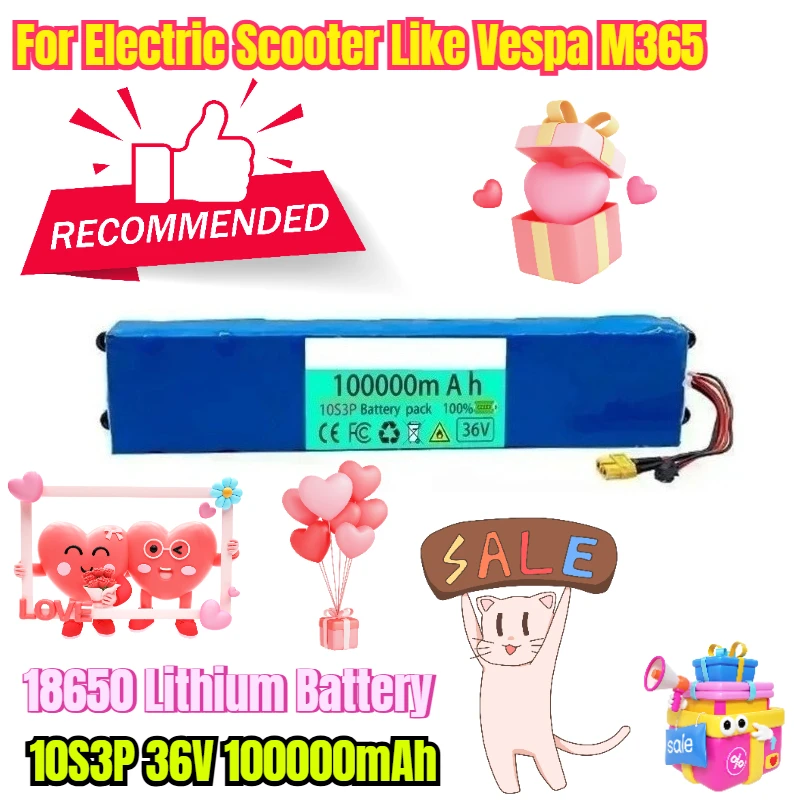

10S3P 36V 100000mAh 18650 Lithium Battery for Electric Scooter Like Vespa M365