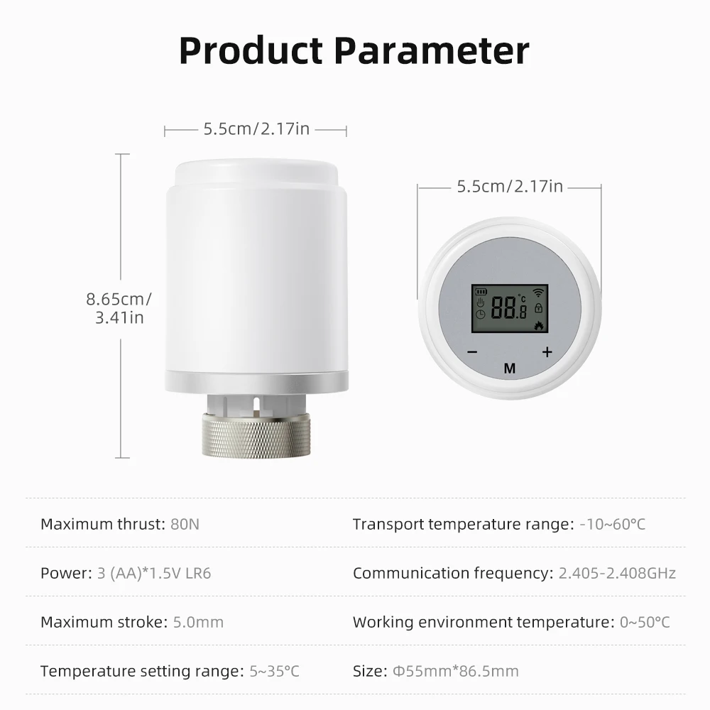 AVATTO Tuya ZigBee Smart Thermostat，TRV Thermostatic Radiator Valve Actuator Temperature Controller Support Alexa,Google Home