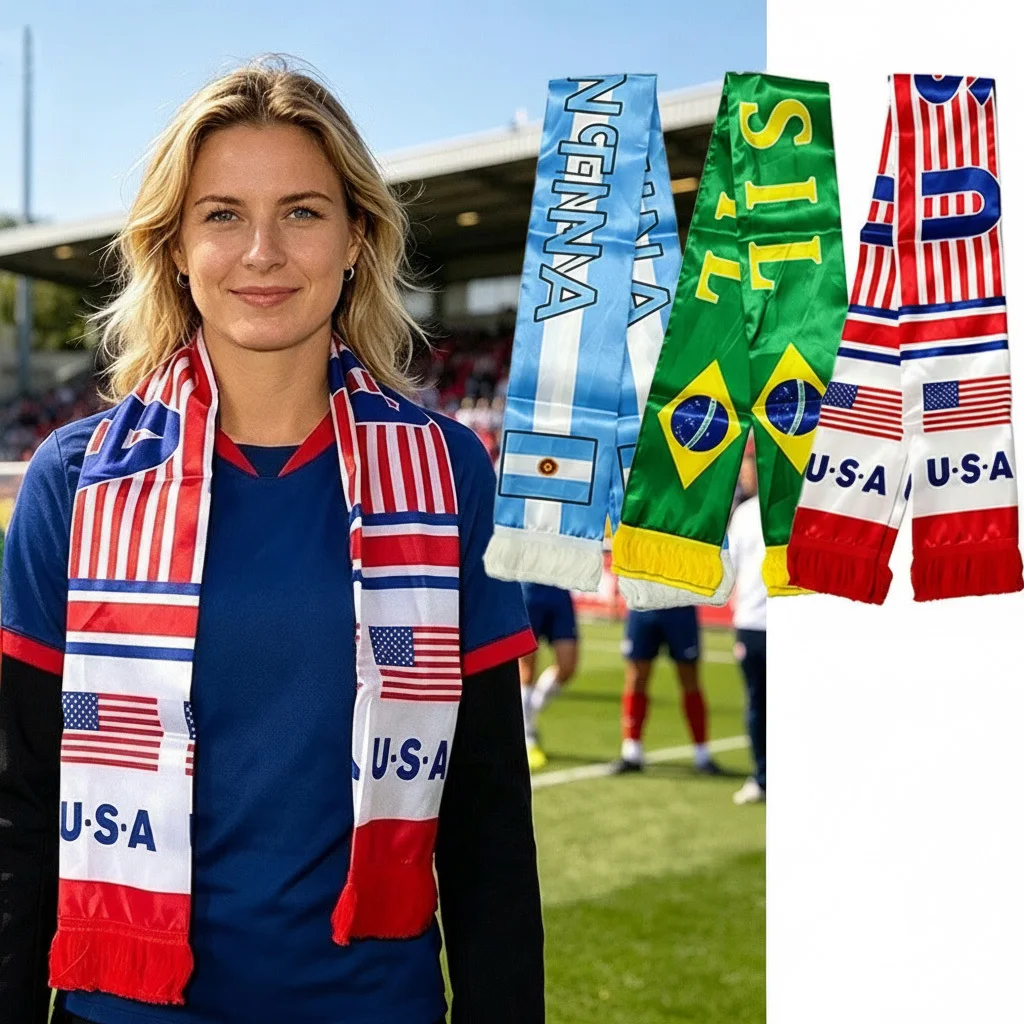 1pc World Match Themed, Men's/Women's Tassel Scarf (United States, Brazil, Argentina), National Team Soccer Party Decorations