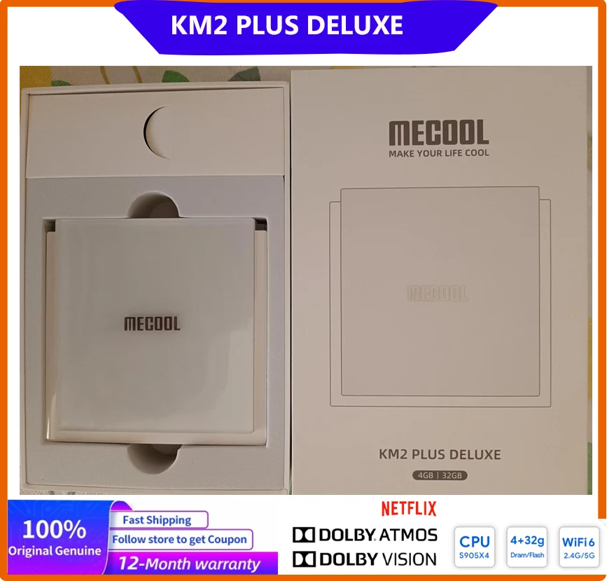 2025 MECOOL KM2 Plus Deluxe Amlogic S905X4 4 ГБ DDR4 и 32 ГБ EMMC Сертифицированный Google Android 11 4K Netfl1x Prime Video Media Player
