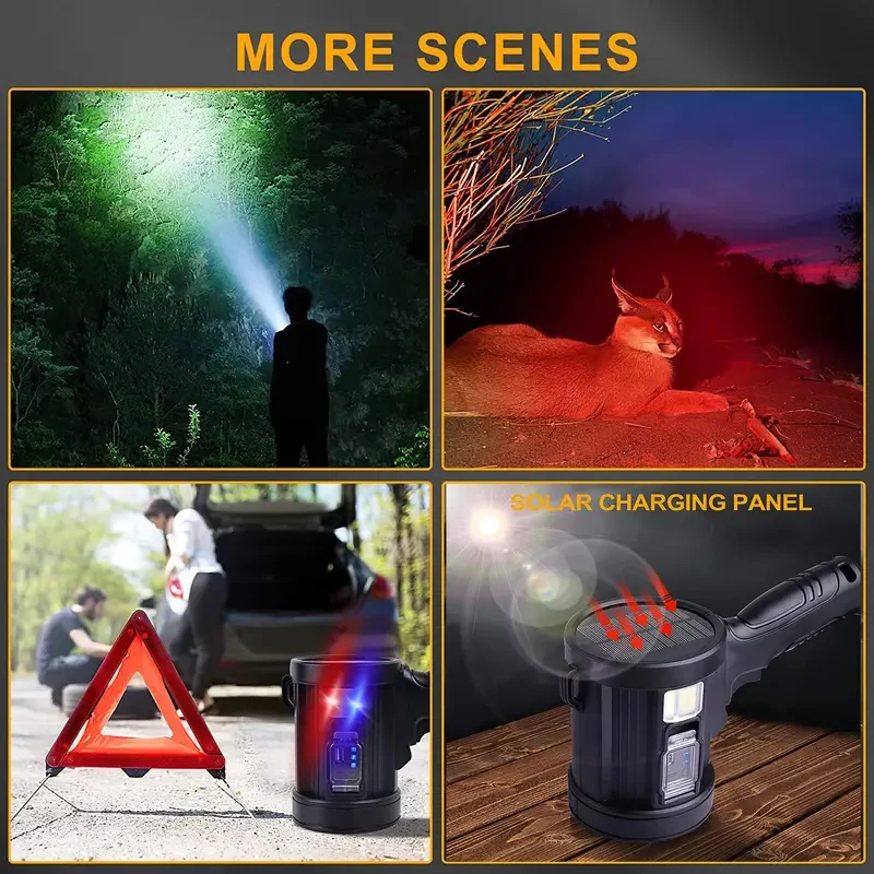 99000000LM قابلة للشحن Led الأضواء مقاوم للماء يده مصباح يدوي كبير أقوى الأضواء الشمسية في الهواء الطلق الكشاف