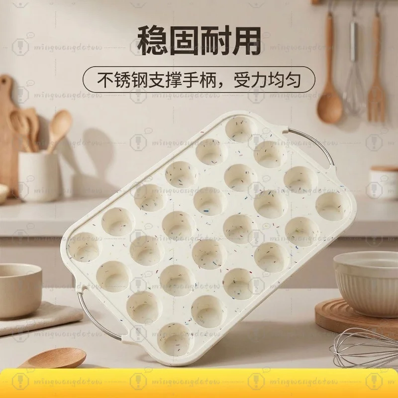 Reinforced Round Silicone Baking Tray, 24 Cups Non-stick Muffin Cake Mold Home Baking Tool