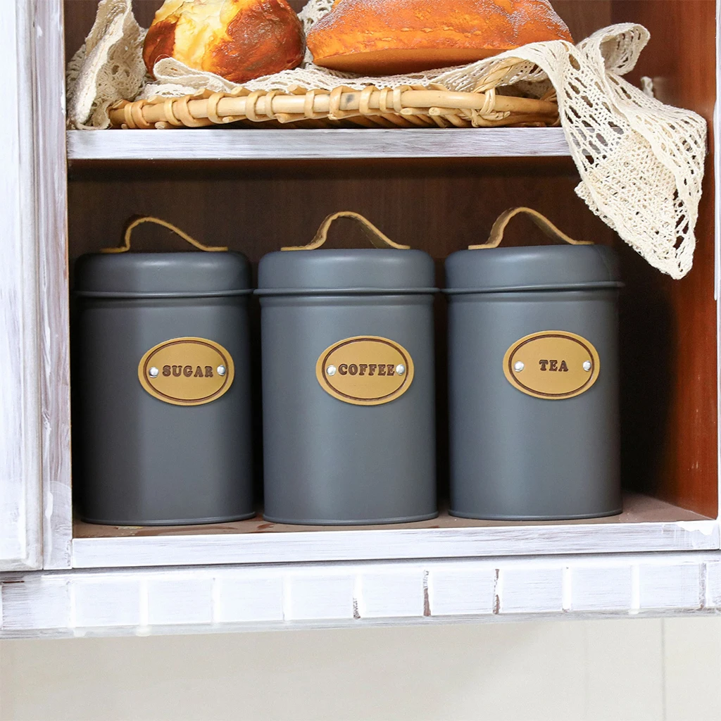 3-Piece Set Storage Canisters Nordic for Kitchen Countertop Spice Jars