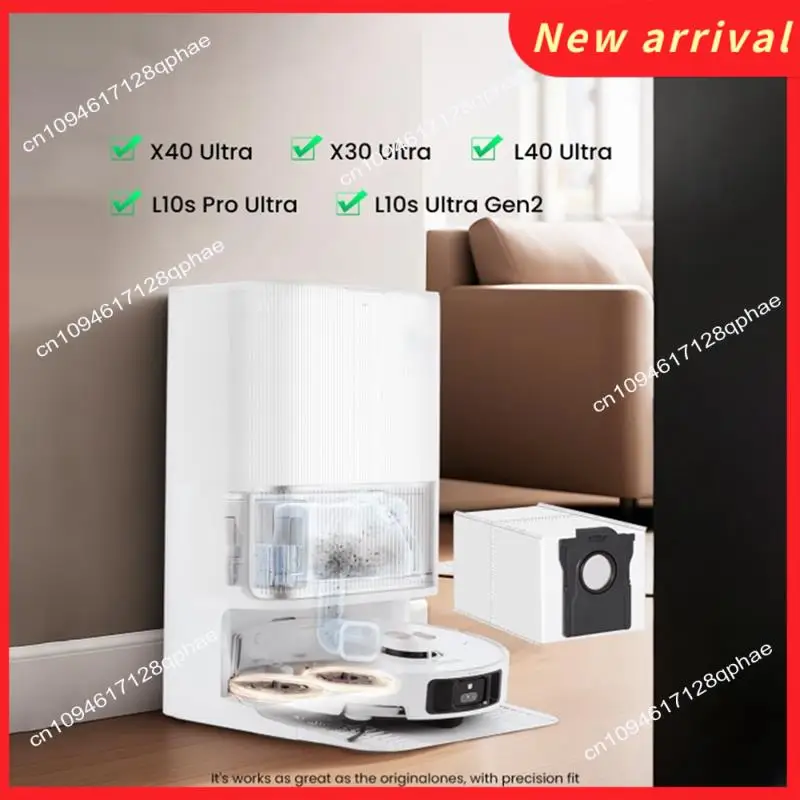 N89R 12 قطعة 3.2L كيس غبار كبير للاستعمال مرة واحدة لمكنسة Dreame X40 Ultra/X30 Ultra/L40 Ultra/L10s Pro Ultra/L10s Ultra Gen2