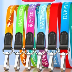 50Pcs Custom Design Logo Hanging Neck Strap Lanyard ID Badge Holder Anti-Lost Clasp Rope Keychain Landyard