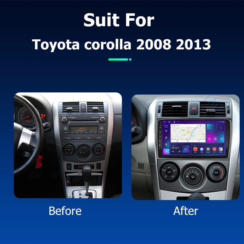 Android Car Radio GPS Navigation Multimedia Video Player for Toyota corolla 2008 2013 Stereo Tape Recorder Screen 4G