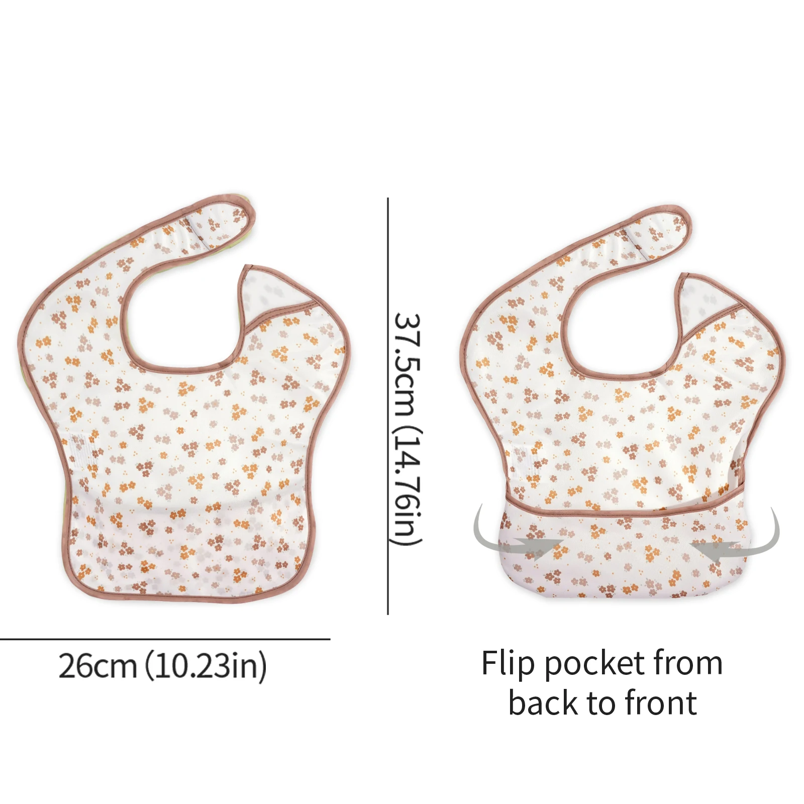 3 Pack Mess Proof Baby Bib with Reversible Pocket, Waterproof Led Weaning Baby Feeding Bibs with Food Catcher image 2