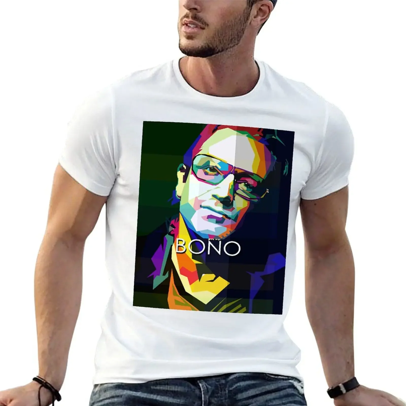 

Bono U2 Pop Art WPAP T-Shirt plus sizes Clothing blue archive mens workout shirts