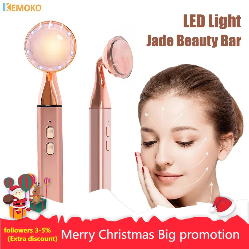 LED Vibrating Beauty Wand Face Massager Electric Vibrating Rose Quartz Facial Roller Face Lifting Body Face Gua Sha Jade Roller