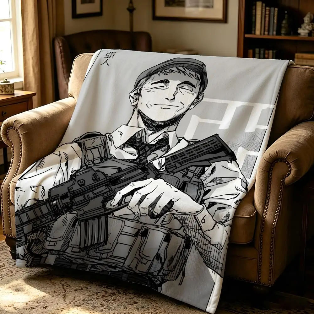 anime A-Ajin Demi Human-n Throw Thick Comfort Flannel Quilt, Multi-scene Use Indoor Outdoor Daily Nap
