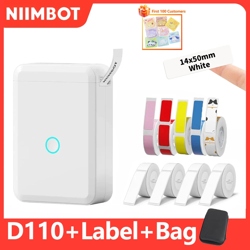 Niimbot D110 휴대용 미니 프린터 열 접착 스티커, 다색 및 다스타일 라벨 프린터, 무잉크 라벨 UV 프린터