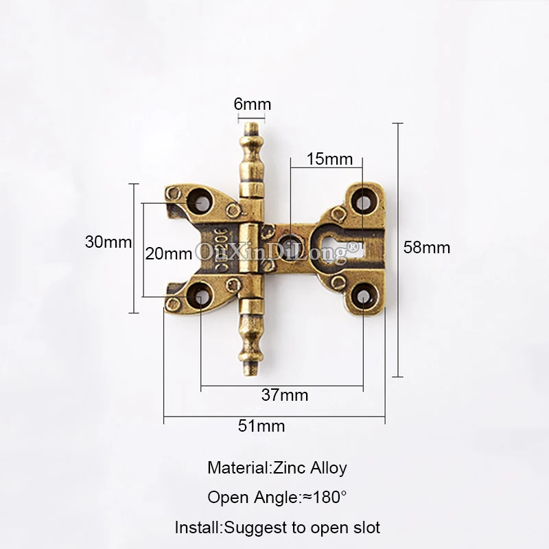 الرجعية 4 قطعة الأثاث المعدني العتيقة مفصلات خزانة خزانة المطبخ خزانة الأبواب مفصلات الخشب علبة هدية صندوق مفصلات + مسامير