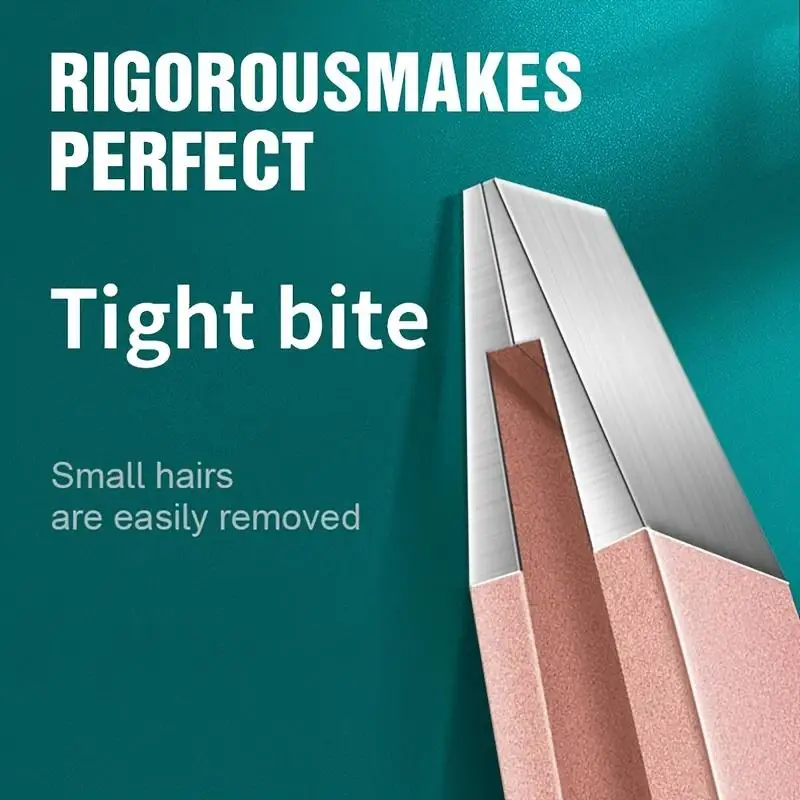 Rose gold Japanese style stainless steel tweezers 4-piece set, suitable for eyebrow trimming and hair cleaning.