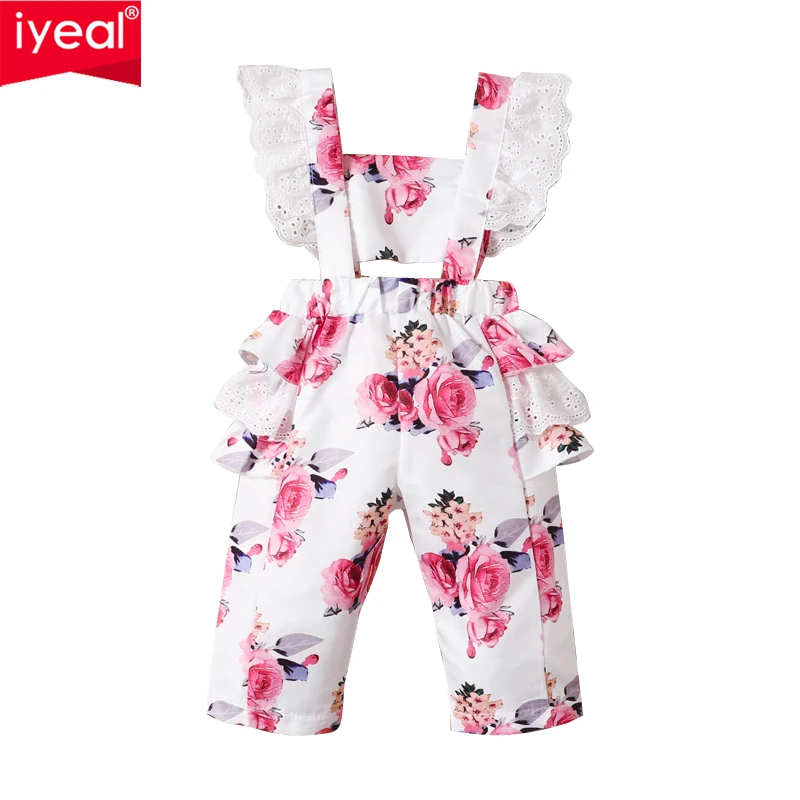 

IYEAL Summer Newborn Kids Baby Girl Flower Lace Halter Sleeveless Romper Jumpsuit Playsuit Floral White Fashion Sunsuit