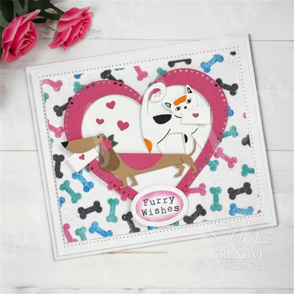 عيد ميلاد التمنيات الحرفية قطع معدنية يموت ، سكرابوكينغ المشاعر الحيوانات الأليفة الزملاء ، مجموعة طوابع واضحة ، تنقش ورقة بطاقة ، DIY بها بنفسك الديكور #2