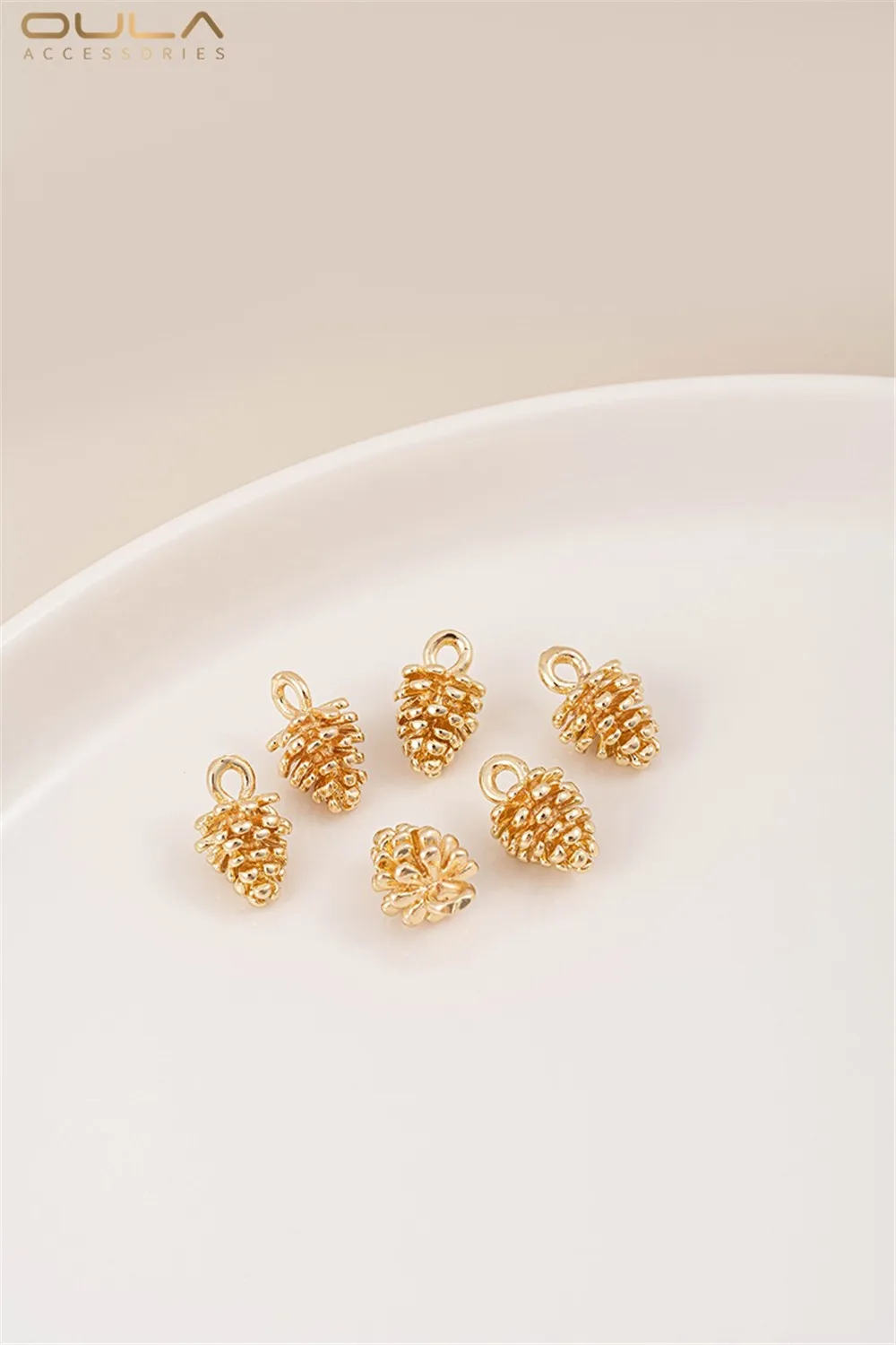 1PCS 14K Gold-Plated Wool Ball จี้,ทองแดงชุบทองจริง Pinecone จี้, handcrafted ต่างหูและสร้อยข้อมืออุปกรณ์เสริม