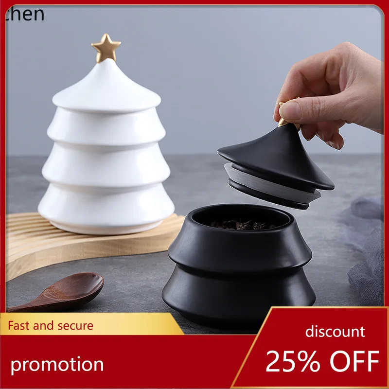Zml christmas tree shaped ceramic storage - home organizer, decorative piece, multi-purpose kitchen airtight storage container